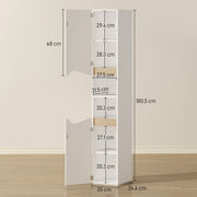 Tall Slim Bathroom Storage Cabinet with Shelves and Double Doors for Small Spaces White AOSOM