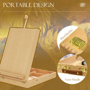 Portable Wooden Table Easel with Storage Adjustable for Painting and Sketching Beech