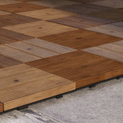 27 Piece Wooden Decking Tiles Set Anti Slip Interlocking Outdoor Flooring Brown AOSOM