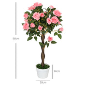 Set of 2 Pink Rose Artificial Plants in Pots 90cm Tall for Indoor and Outdoor Decor