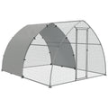 Large Outdoor Chicken Coop with Weatherproof Cover for 8 to 12 Hens Ducks or Rabbits Silver Tone