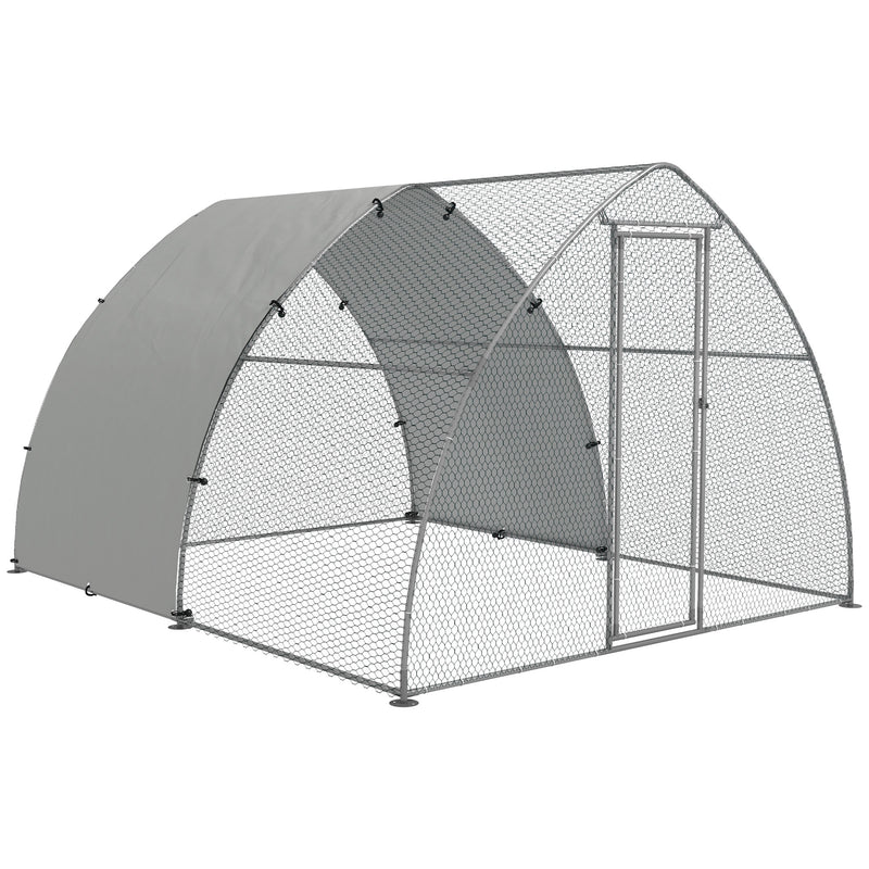 Large Outdoor Chicken Coop with Weatherproof Cover for 8 to 12 Hens Ducks or Rabbits Silver Tone