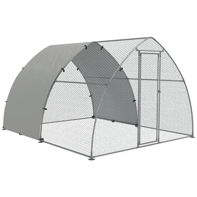 Large Outdoor Chicken Coop with Weatherproof Cover for 8 to 12 Hens Ducks or Rabbits Silver Tone