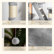 Adjustable Floor to Ceiling Cat Tree for Indoor Climbing and Play 240 to 260cm Light Grey