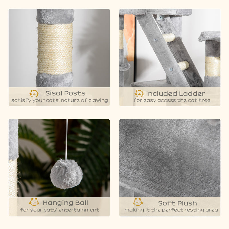 Adjustable Floor to Ceiling Cat Tree for Indoor Climbing and Play 240 to 260cm Light Grey