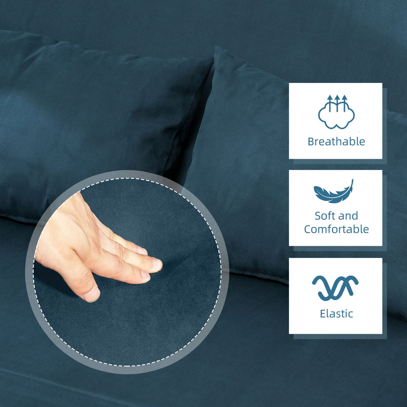 Two Seater Click Clack Sofa Bed Converts to Guest Bed for Small Spaces, Navy Blue