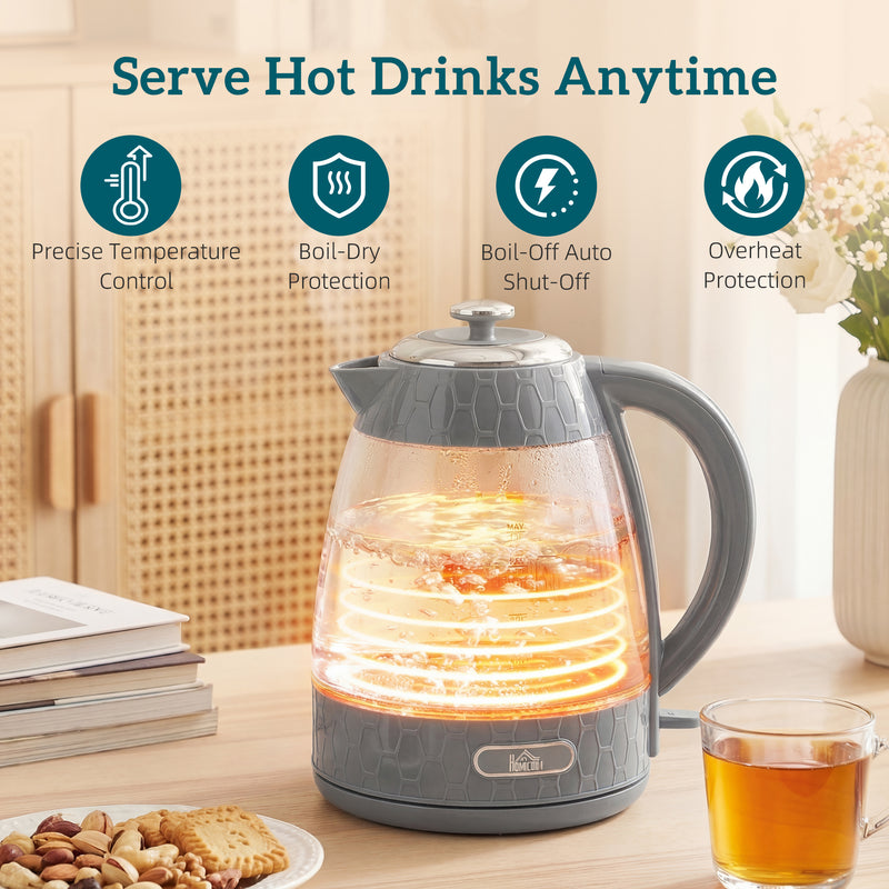 Kettle and Toaster Set 17L Fast Boil Kettle and 2 Slice Toaster with Browning Control Grey AOSOM