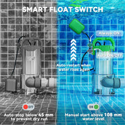 1100W Electric Submersible Water Pump with Float Switch for Ponds and Drainage Green AOSOM