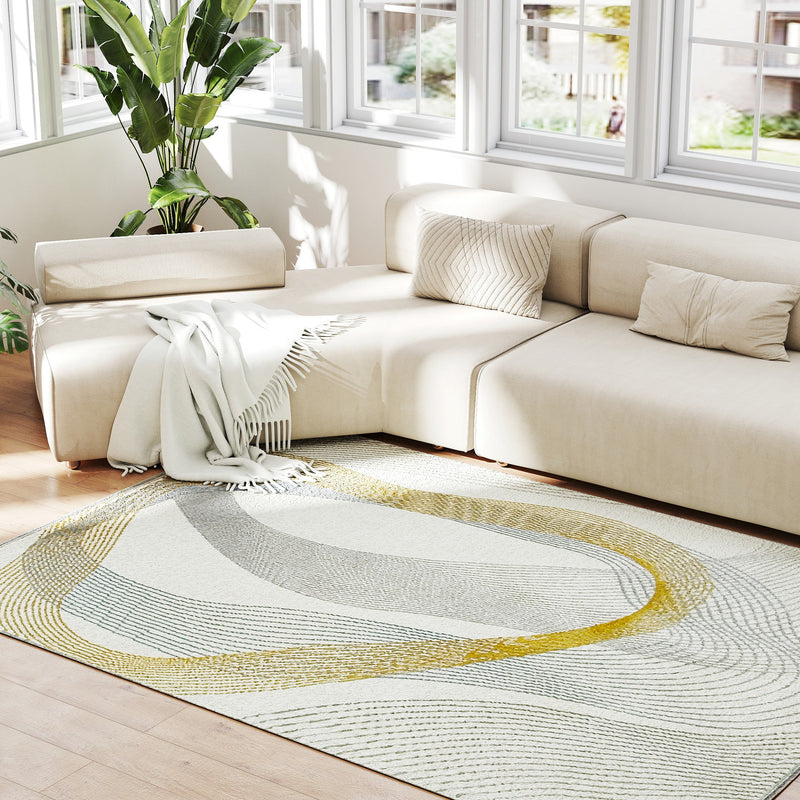 Machine Washable Area Rug for Living Room or Bedroom with Allergy Friendly Design, Cream White