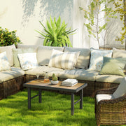 Metal Rectangular Garden Coffee Table with Woodgrain SPC Tabletop for Outdoors 100cm Brown by Outsunny