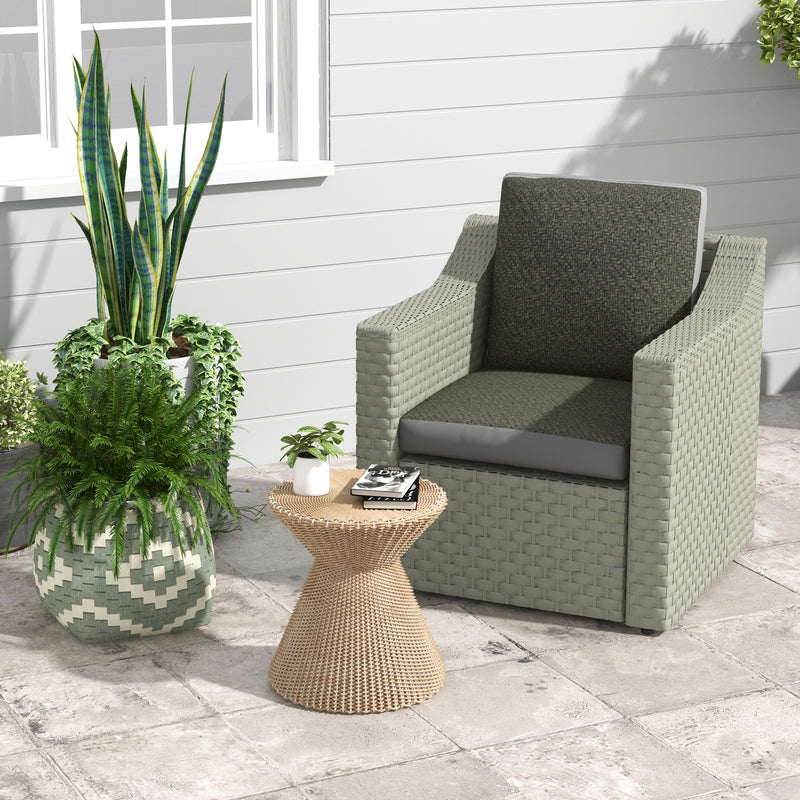 4 Piece Outdoor Seat Cushion Set with Backrest Water Repellent Pads for Sofa Chair Grey AOSOM