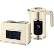 Touch Screen Kettle and Toaster Set for Modern Kitchen Style and Functionality Cream