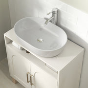 Under Sink Bathroom Cabinet Freestanding Storage Unit for Non Pedestal Basin, Cream White