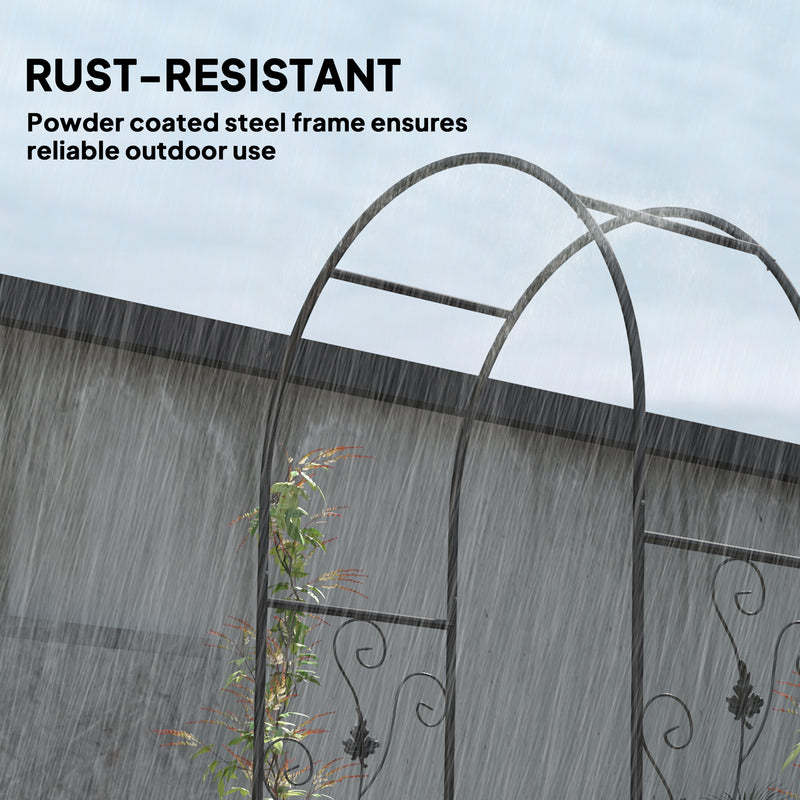 Garden Arch Trellis with Double Gate for Climbing Plants and Privacy Black Outsunny