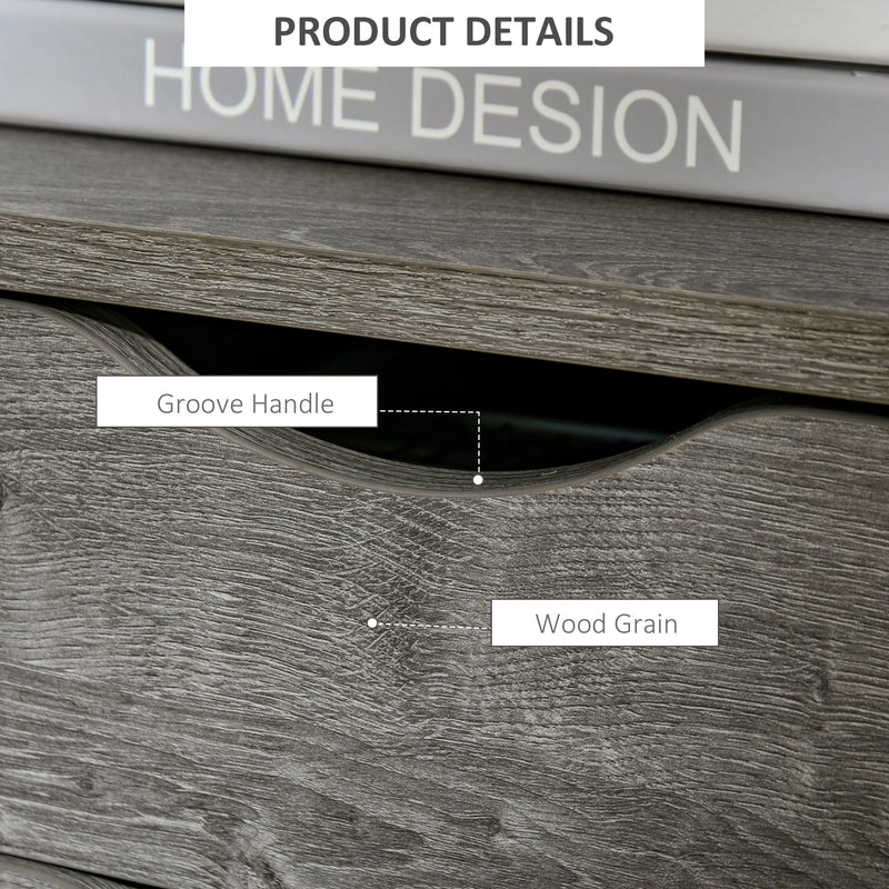 Grey Industrial Side Table with Drawers and Open Shelf for Bedroom or Living Room by HOMCOM