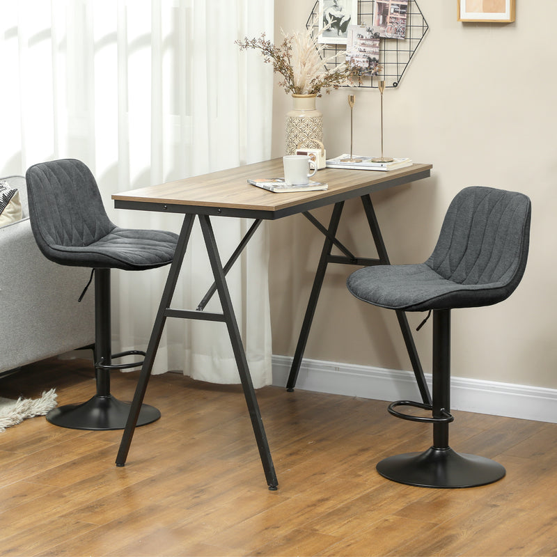 Adjustable Kitchen Island Bar Stools with Swivel and Padded High Back Set of 2 Charcoal Grey