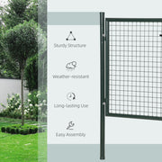 Garden Gate with Lock for Secure and Private Outdoor Entrance Steel Green Outsunny