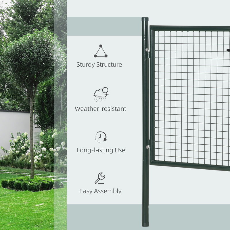 Garden Gate with Lock for Secure and Private Outdoor Entrance Steel Green Outsunny