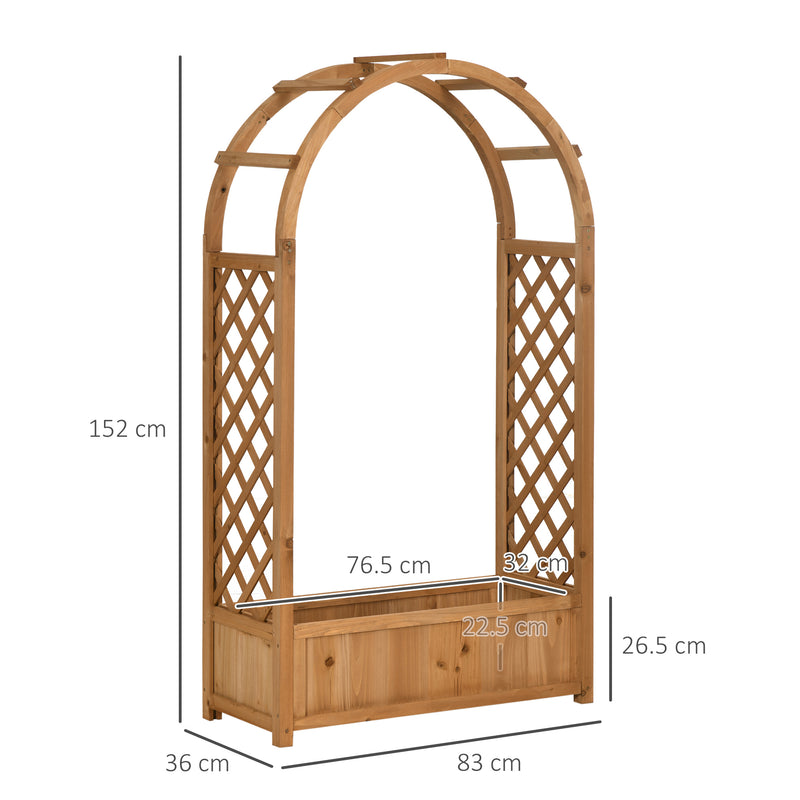 Raised Garden Bed with Trellis for Climbing Plants and Herbs Freestanding Planter Brown Outsunny