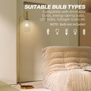 Gold Floor Lamp with Glass Shade and Foot Switch for Living Room or Bedroom by HOMCOM