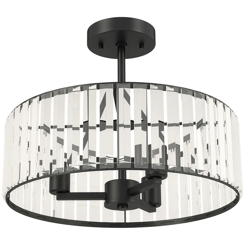 Crystal Ceiling Light for Brightening Bedrooms or Living Rooms Semi Flush Black