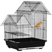 Metal Bird Cage for Finches and Canaries with Tray Swing Ring and Feeders, Grey