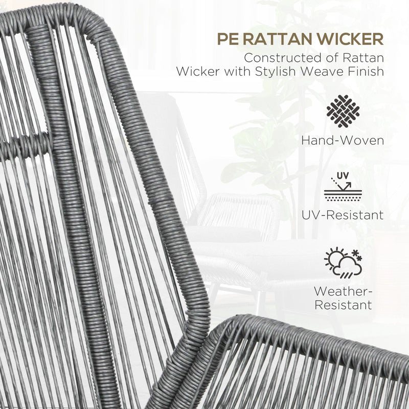 Reclining Rattan Garden Chair With Footstool, Grey