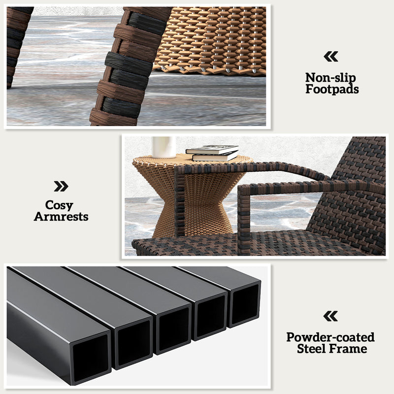 Mixed Brown Rattan Sun Lounger with Adjustable Backrest for Garden Relaxation by Outsunny