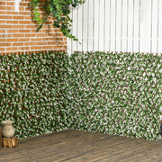 Expandable Garden Trellis Fence with Faux Eucalyptus Leaves for Patio or Balcony Privacy