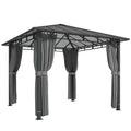 3x3m Garden Gazebo with Polycarbonate Hardtop Roof for Year Round Shelter and Privacy, Dark Grey Outsunny