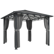 3x3m Garden Gazebo with Polycarbonate Hardtop Roof for Year Round Shelter and Privacy, Dark Grey Outsunny