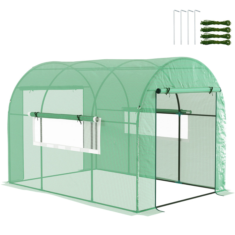 Large Green Walk In Polytunnel Greenhouse 3x2m for Gardening and Plant Growth by Outsunny