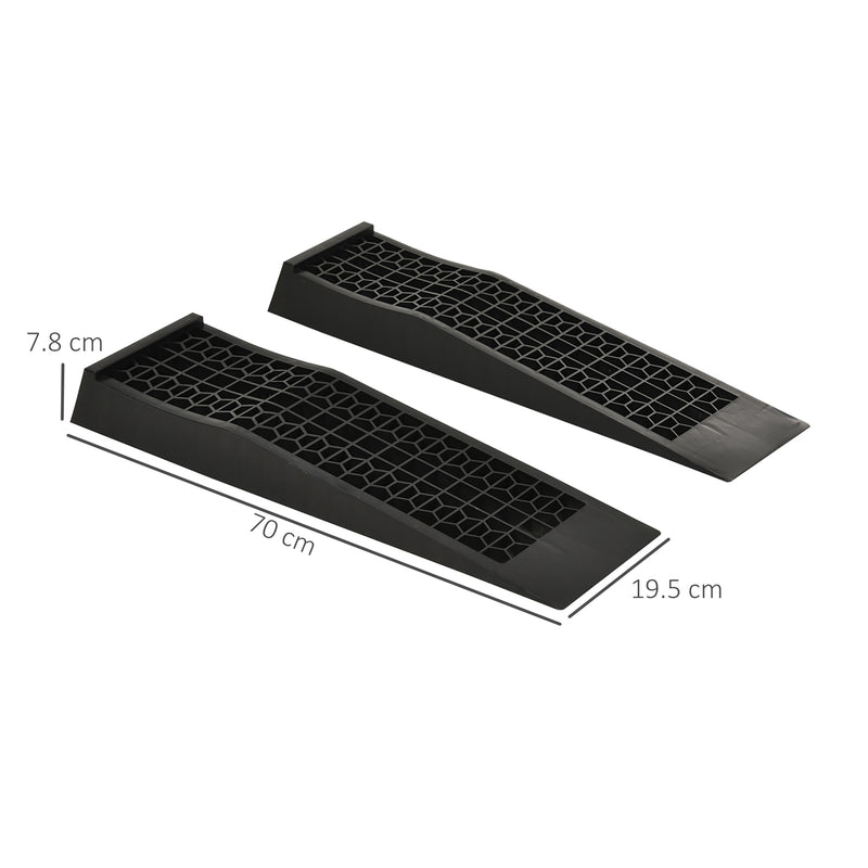 HOMCOM 2PCS Car Ramps, 3 Ton Low Entrance Plastic Curb Ramps with Anti-Slip Surface, Car Lift for Garage Workshop Cars SUVs Small Vans