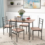 5 Piece Space Saving Dining Table and Chairs Set with Steel Frame for Small Kitchens Black
