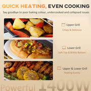 16L Mini Countertop Oven 1400W Ideal for Small Kitchens and Quick Meals Black