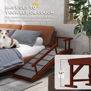 Pet Ramp for Beds and Sofas with Non Slip Surface and Guardrails for Older Pets Brown and Grey AOSOM