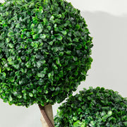HOMCOM Decorative Artificial Plants Set of 2, Boxwood Ball Topiary Trees in Pot Fake Plants for Home Indoor Outdoor Decor, 90 cm, Dark Green AOSOM