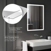 LED Bathroom Mirror With Dimmable Light Anti Fog and Smart Touch for Makeup Use Grey