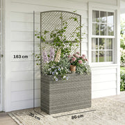 Raised Rattan Planter with Trellis for Easy Gardening Without Bending Dark Grey Outsunny