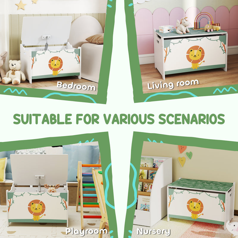 Kids Toy Storage Box With Lid and Safety Hinges Ideal for Bedroom or Playroom Green  60x37x39 cm
