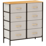 Cream White 8 Drawer Fabric Chest of Drawers with Wooden Top for Bedroom and Nursery by HOMCOM
