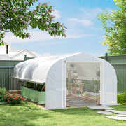6x3x2m Walk in Polytunnel Greenhouse with PE Cover Mesh Door and Windows White by Outsunny