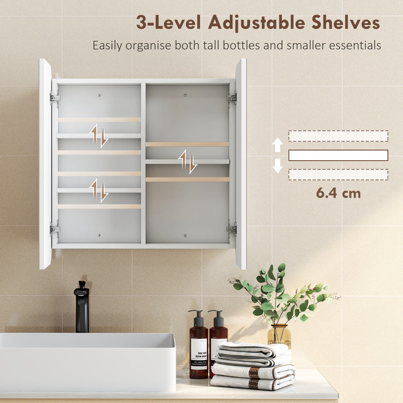 Arched Bathroom Mirror Cabinet with Adjustable Shelves for Storage and Organisation, White