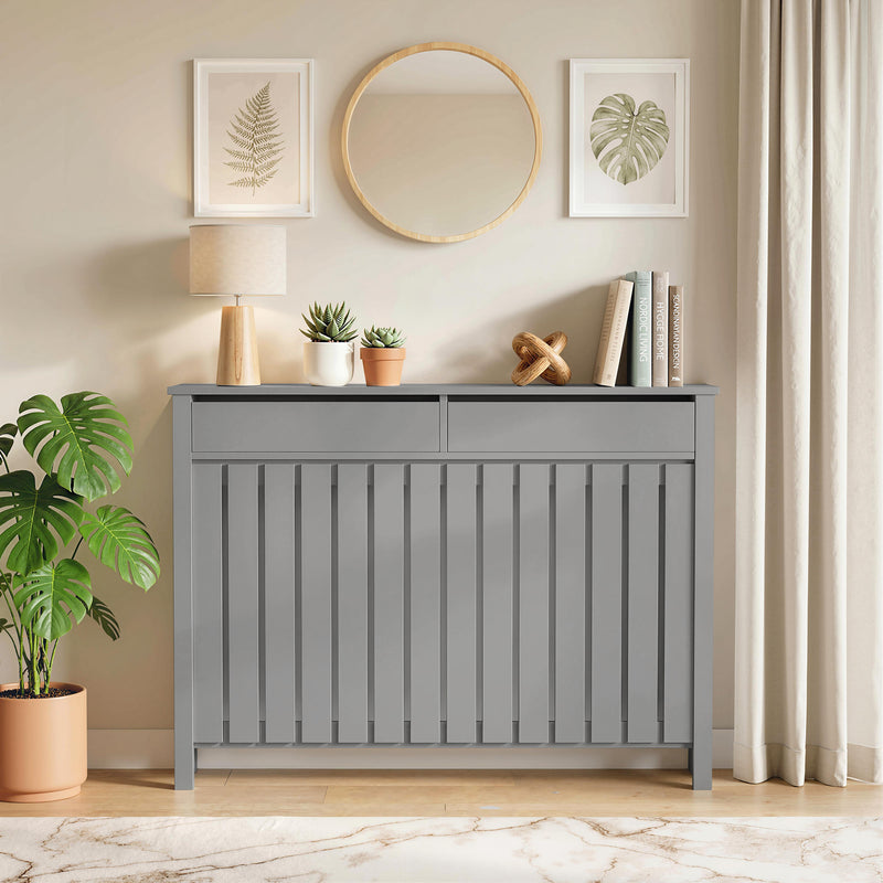 Radiator Cover with Storage Drawers for Safe Heating and Tidy Hallways or Lounges Grey Homcom
