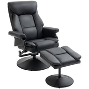 Swivel Recliner Chair with Footstool for Living Room or Office Comfort Steel Base Black