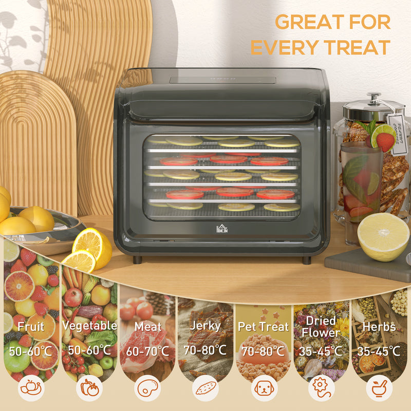 Black Six Tray Food Dehydrator Adjustable Temperature 35-70 Degrees Centigrade by HOMCOM