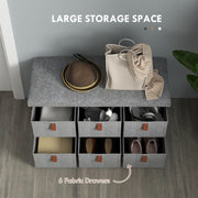 Shoe Storage Bench with Cushioned Seat and 6 Drawers for Hallway or Bedroom Light Grey