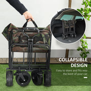 Folding Steel Frame Garden Trolley with 95L Capacity and Handle for Outdoor Use