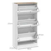 Modern Three Drawer Shoe Storage Cabinet With Slim Space Saving Design, White