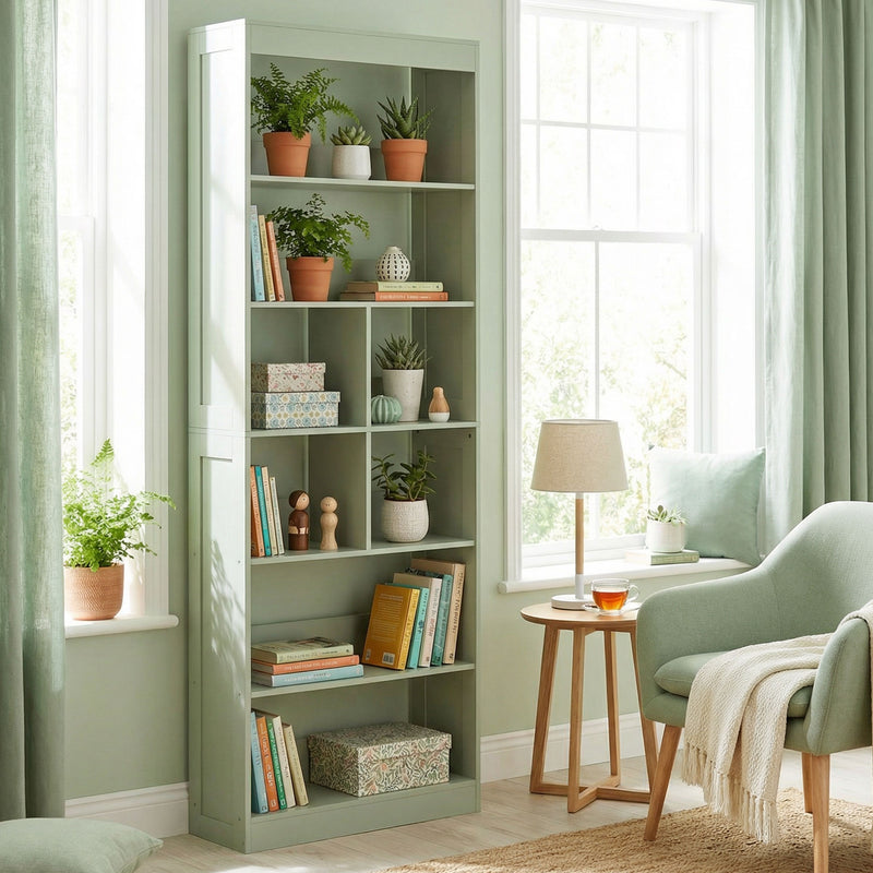 Tall Bookshelf with 4 Shelves for Extra Home Storage and Clutter-Free Rooms Bean Paste Green Homcom